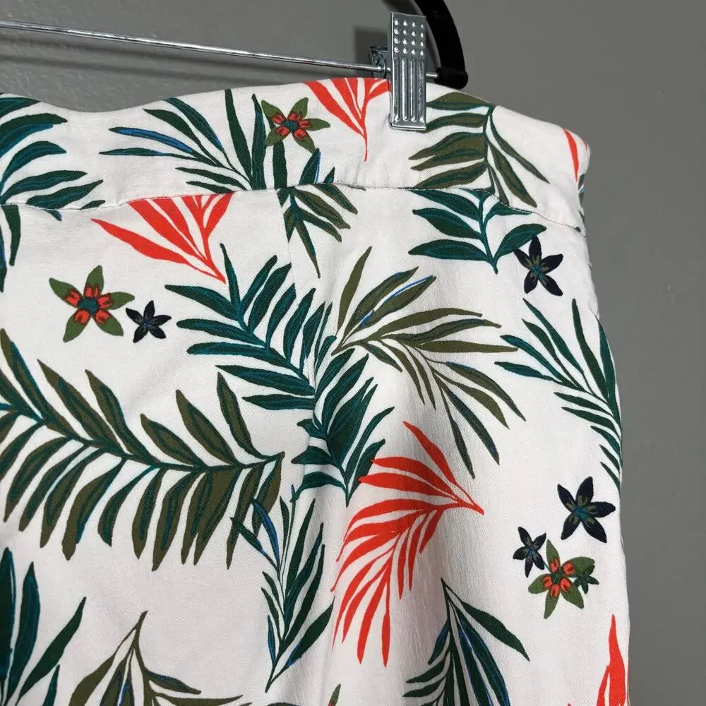 Terra & Sky White & Green Resort Wear Tropical Shorts - 3X - Women's Plus Size